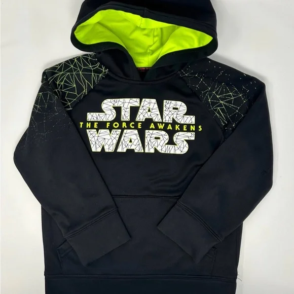 Star Wars The Force Awakens Boys Black/White/ Yellow Neon Hoodie Size 5 - Picture 6 of 7
